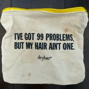 Drybar Canvas Pouch with Yellow Accent. Hair Toiletry Bag